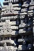 Several pediments at one side of the temple.