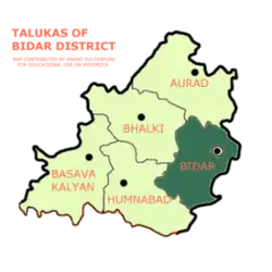 Map of Bidar Taluka in the Bidar District