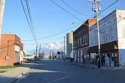 Blaine Street, downtown. Paulding County is to the left, and Van Wert County to the right.
