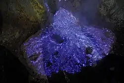 Blue flames caused by the burning of sulfur in the Ijen caldera
