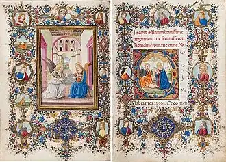 Book of Hours with large initial of the Adoration du Christ (Adoration of Christ), Fitzwilliam Museum, Ms.154, fo 13 ro-fo 14 ro.