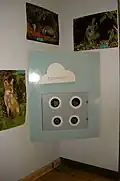 Put hands in holes to identify natural objects by touch.