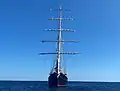 The ship, sailing in Marina di Campo, Isola d'Elba, 2020.