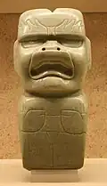 1200–400 BC; polished green quartz (aventurine); height: 29&nbsp;cm, width: 13.5&nbsp;cm; British Museum (London)