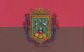 Flag, with COA, of Burgos (Spain)