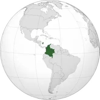 Location of&nbsp;Colombia&nbsp;(dark green)