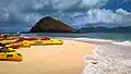 View of Moku Iki from the beach of Moku Nui