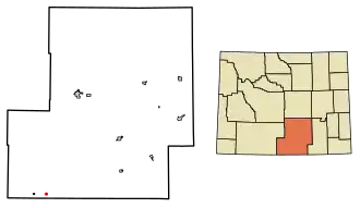 Location of Dixon in Carbon County, Wyoming.
