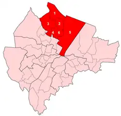 Castle , 1. Bellevue , 2. Castleview , 3. Cavehill , 4. Chichester Park , 5. Duncairn , 6. Fortwilliam