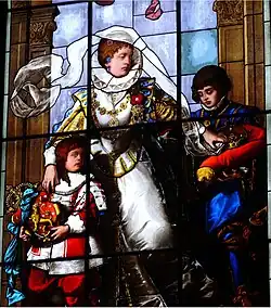 Queen Catherine of Sweden (1568) with two pages, Turku Cathedral, Finland (c. 1875)