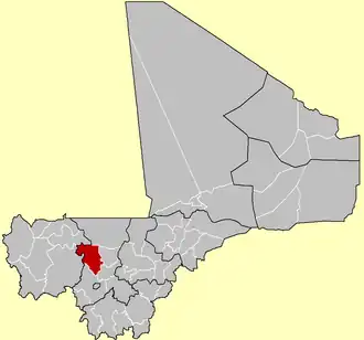 Location of Kolokani Cercle in Mali
