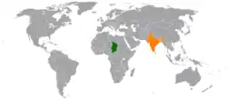 Map indicating locations of Chad and India