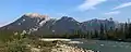 Chetamon Mountain (left), Esplanade Mountain and Gargoyle Mountain seen from Snaring River