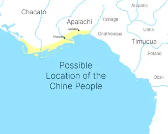 A map of the location of the Chine peoples.