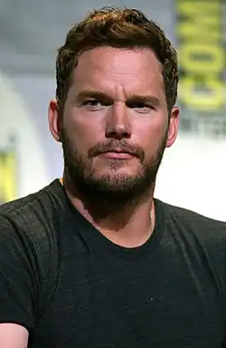 Pratt sternly looking to his right