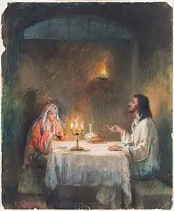 Another version of Christ in the home of Mary (and Martha) with lights and shadows more clearly visible