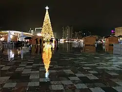 Christmas Tree on Skanderbeg Square Christmas Market during night time