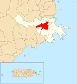 Location of Chupacallos within the municipality of Ceiba shown in red