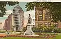 Old postcard of Memorial Plaza and City Hall