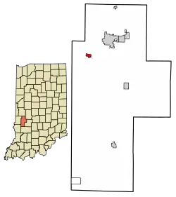 Location of Staunton in Clay County, Indiana.
