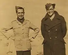 Moorehead (left) with Alexander Clifford during the North African Campaign