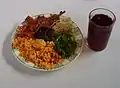 Mole, red rice and nopales