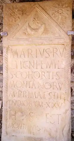 Imperial Roman tombstone found in Austria of soldier Marius, son of Ructinus.