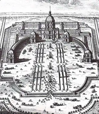Hardouin-Mansard's plan for a curving colonnade of Les Invalides, not completed (1700)
