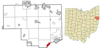 Location of Wellsville in Columbiana County, Ohio.