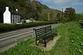 Commemorative seat on the banks of the River Usk