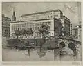 Undated engraving of the Hamburg head office following interwar or postwar reconstruction