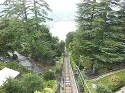 Brunate, looking down the funicular to Lake Como