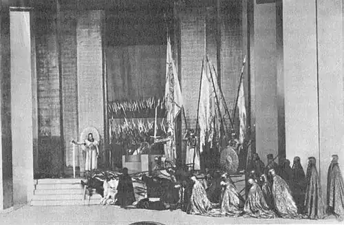 A photograph of the final scene in production.[33]