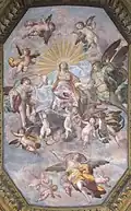 Gian Giacomo Barbelli, Assumption of Mary, fresco, 1643, detail of the scene.