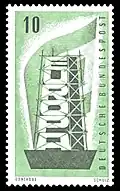 1956: A tower in the form of the 6 letters of the word Europa. Designed by Daniel Gonzague of France.