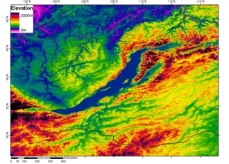 A digital elevation model of the Lake Baikal region, NOAA 2006