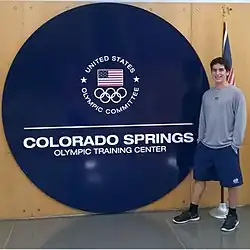 Dane at USOC training center for Team USA training camp for racquetball with Junior National Team for its upcoming appearance at World Championships, Cali, Colombia, where the team took 3rd overall and Elkins 5th place in Doubles boys 14, July 2014.