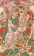 Circa 966-1000 A.D., Milan. David playing lyre, from the manuscript München, Bayerische Staatsbibliothek, Clm 343