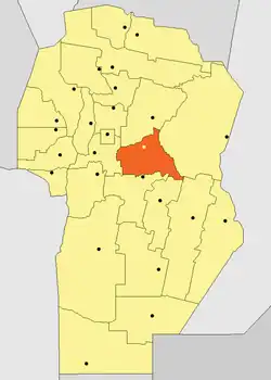 Location of Río Segundo Department in Córdoba Province