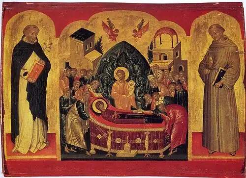 Dormition of Mary with Francis and Dominic