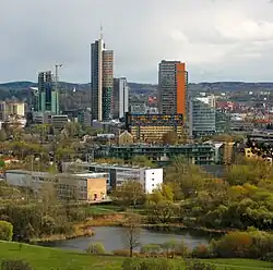 Vilnius downtown with Europa Tower in the middle