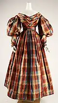 Woman's silk dress, c. 1830.