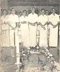 Members of Palakkappilly branch of Payyappilly family at the tomb of Payyappilly Varghese Kathanar during his 50th Dukrana on 5 October 1979