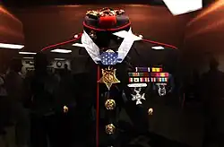 Dunham's uniform on display aboard USS Jason Dunham