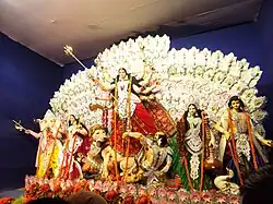 A murti, or representation, of the goddess Durga shown during the Durga Puja festival