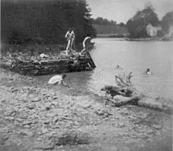 Eakins' students swimming naked in Dove Lake, c.&nbsp;1883–84