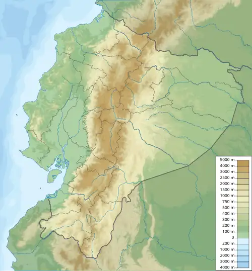 Map showing location in Ecuador