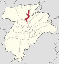 Map of Luxembourg City, with Eich highlighted