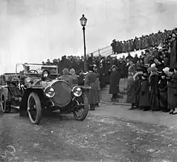 Nicholas II leaving after visiting for a service on 10 March 1915