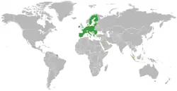 Map indicating locations of European Union and Singapore